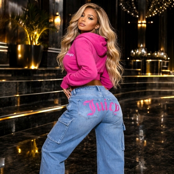 JUICY COUTURE Wide Leg Cargo JEANS Size 26 - Picture 6 of 6